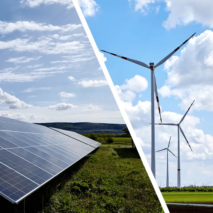 Windräder und Photovoltaik-Anlage